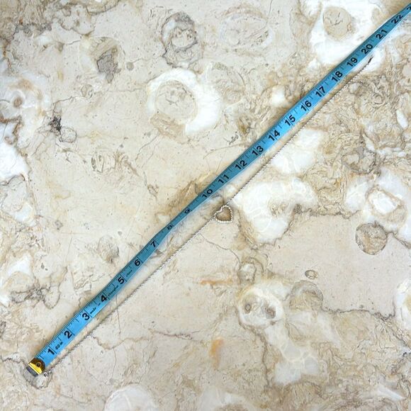 Tiffany & Co 18K Gold & 925 Sterling Silver Twisted Rope Open Heart Necklace 20” - Picture 12 of 13